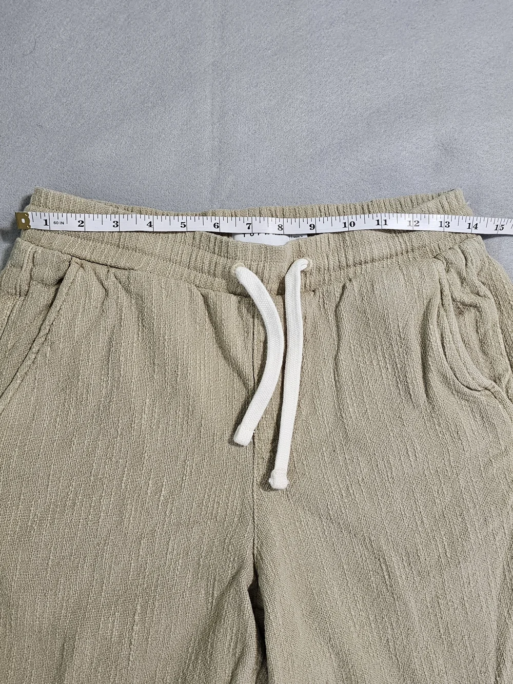 Topman Beige Textured Drawstring Shorts Men's Size 30 Cotton Casual Beach Boho